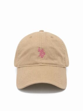 U.S. Polo Assn. Khaki Baseball Cap with Pink Logo